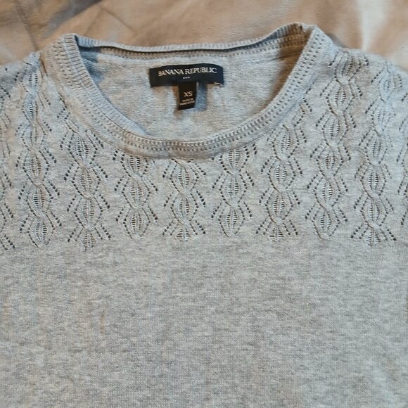 Banana Republic Factory Women's Pointelle Forever Sweater Grey SZ XS - Picture 4 of 5